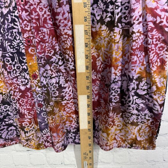 Catherines Blouse Women Size 0X Multicolor Button 3/4 Sleeve Artsy Abstract Top - Picture 7 of 10